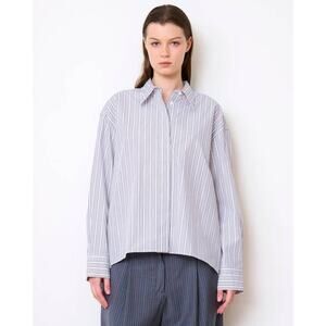 WE-AR4 The Noho High Low Shirt in Navy Stripe XS